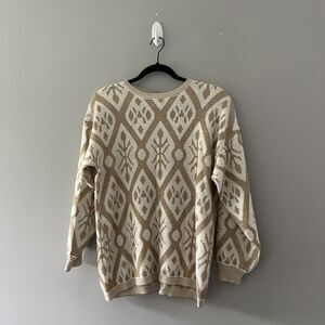 Vintage Joyce Acrylic Knits Sweater Metallic Weave Snowflake Knit Size XL
